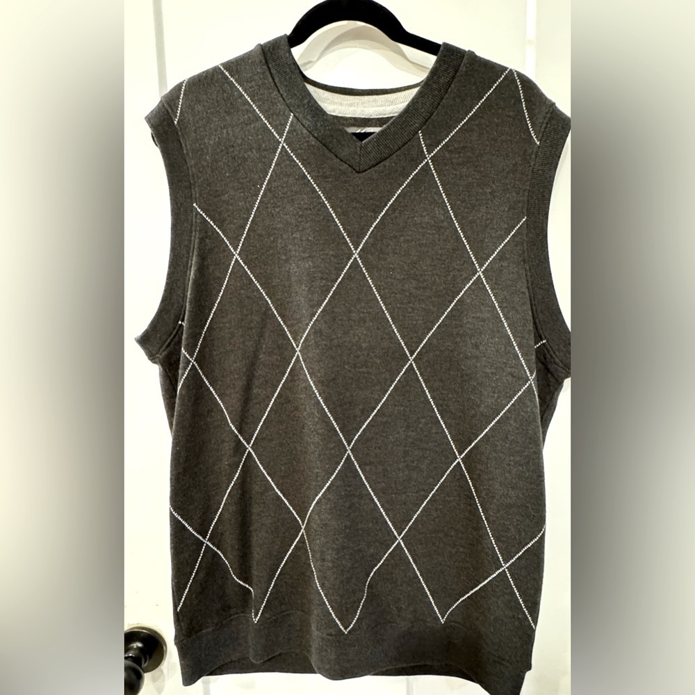 Method Argyle Sweater Vest Mens - black -Size XL Cotton Acrylic